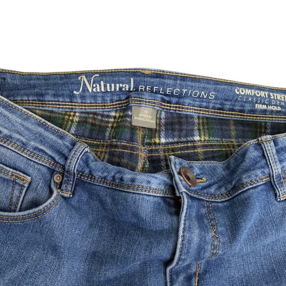 Natural Reflections Flannel Lined Comfort Stretch Firm Hold Med Wash Jeans Sz 14 - Picture 6 of 8